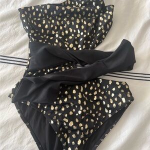Beach Riot Black and Gold Patterned Swimsuit
